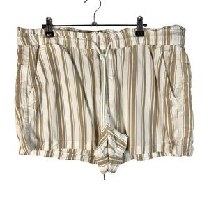 Ann Taylor LOFT White & Tan Stripe Paperbag High Rise Shorts XL